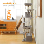 Large Cat Tree and Tower for Indoor Cats With Sisal-Covered Scratching Posts Spacious Hammock Padded Perches and Condos Cat Toys